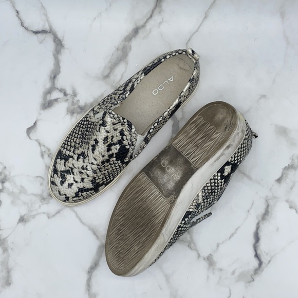 ALDO snakeskin slip ons black white sneakers - Picture 3 of 5